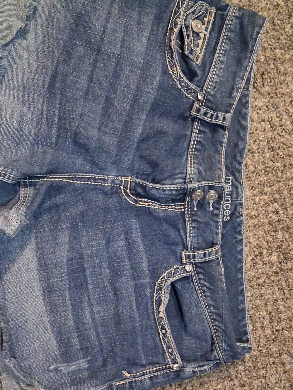 Maurices Women's Dark Blue Distressed Denim Jeans